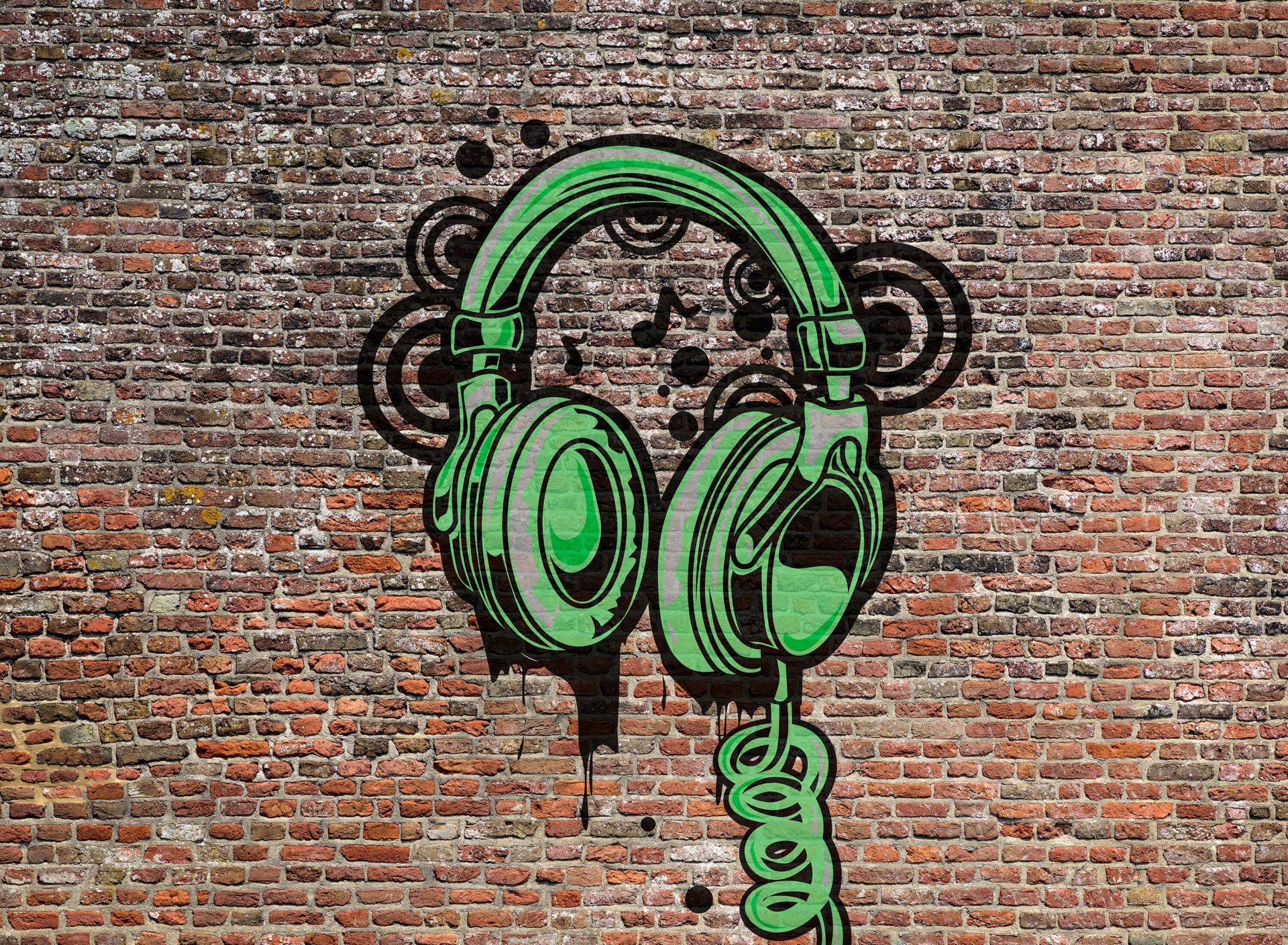 Graffiti op oude bakstenen muur main product photo