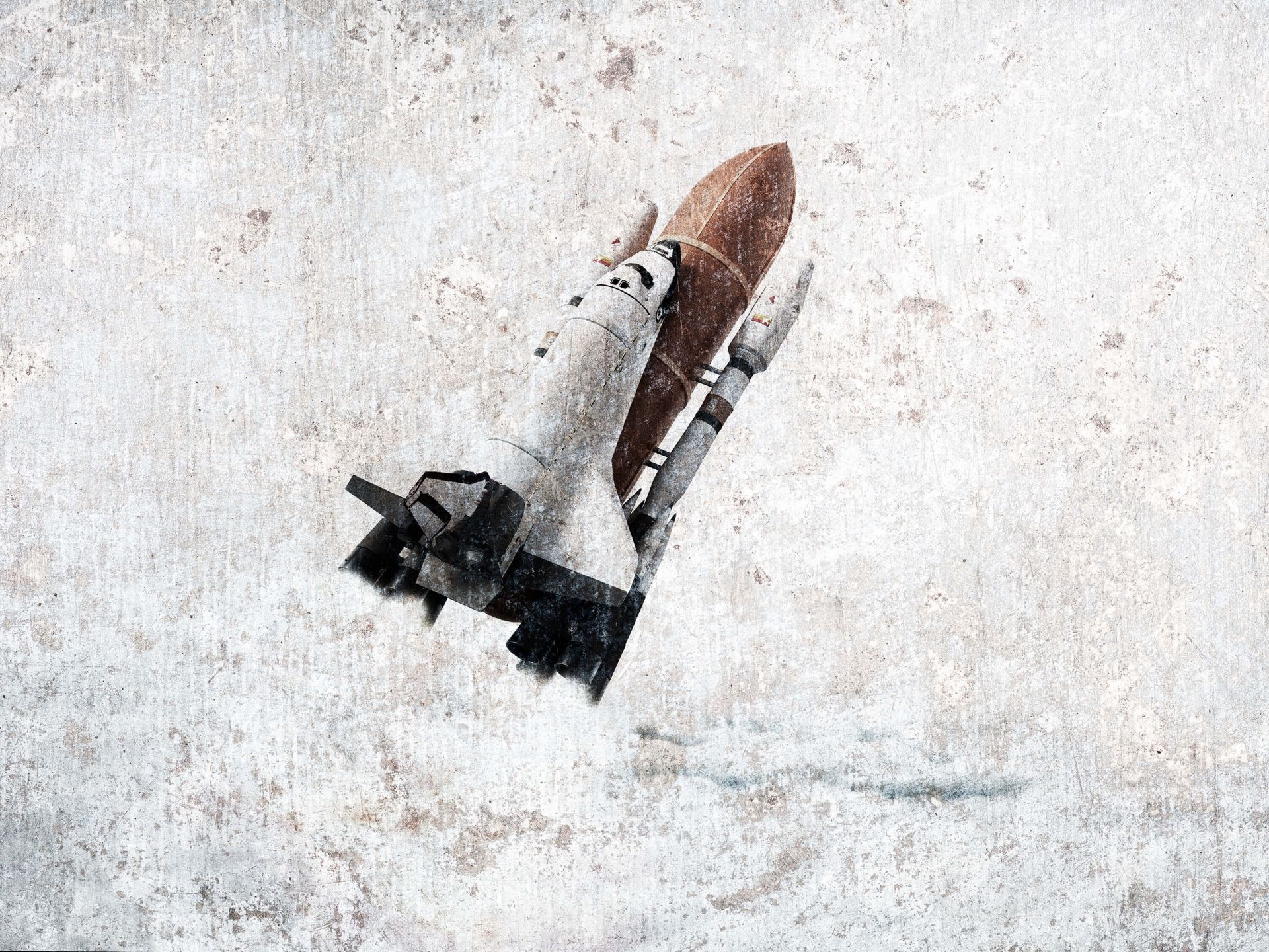 Spaceshuttle op beton Spaceshuttle op beton