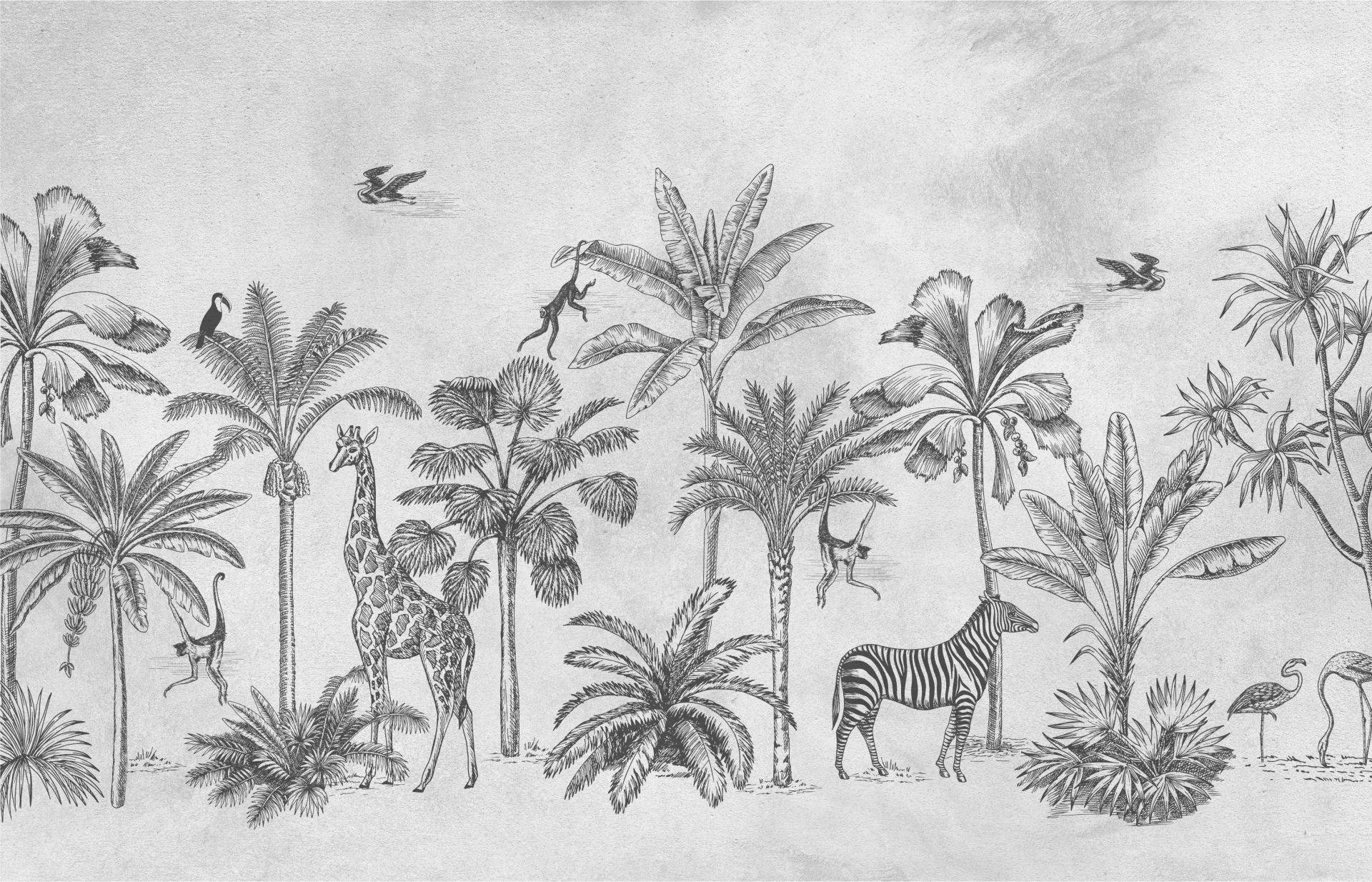 Tropisch dierenjungle grijs Tropisch dierenjungle grijs