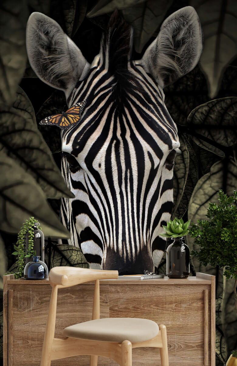 Hervat Signaal Verplicht Jungle Zebra Portret - Fotobehang