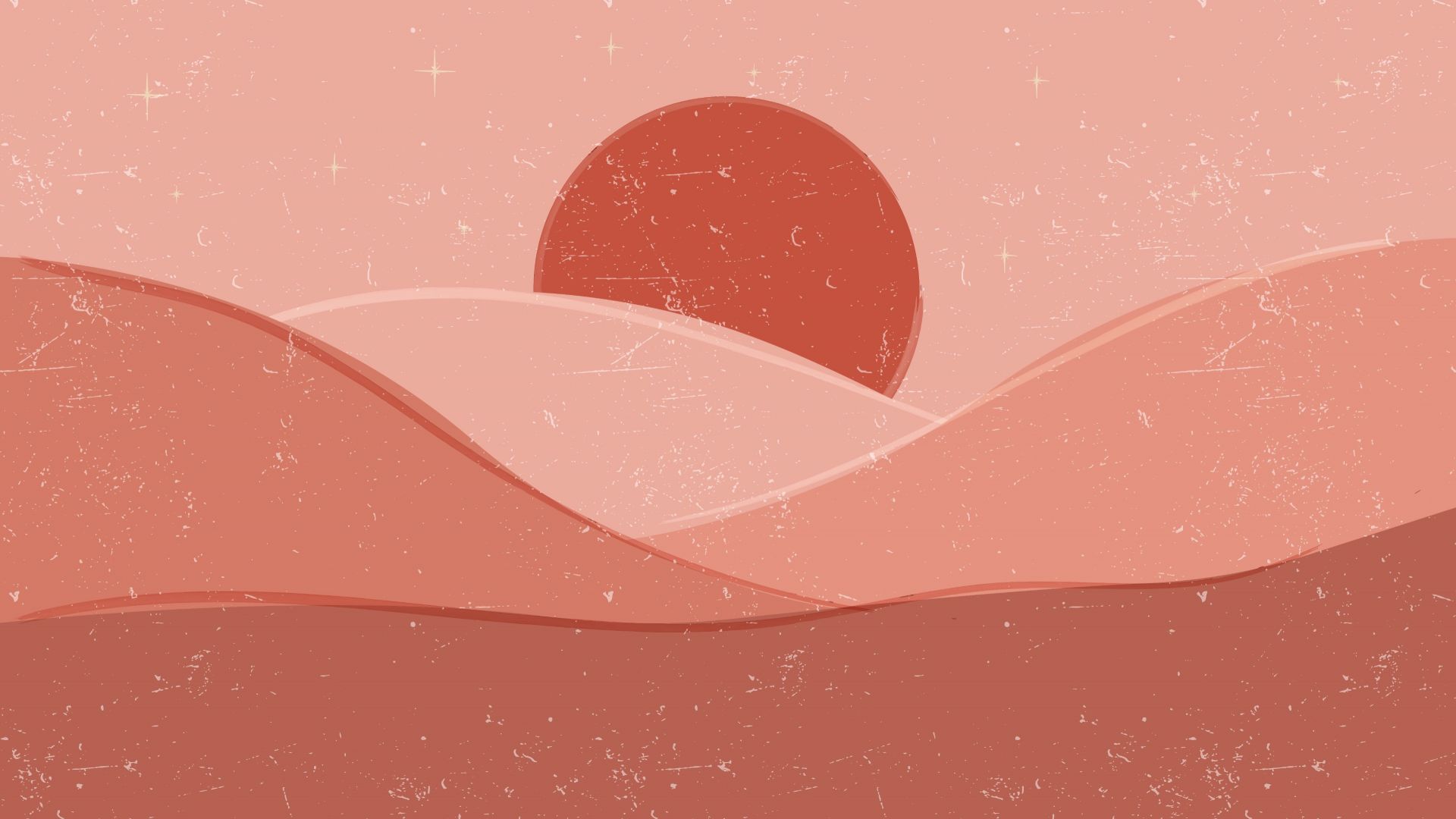 Rode golven voor de zon - Fotobehang, image size:1920x1080