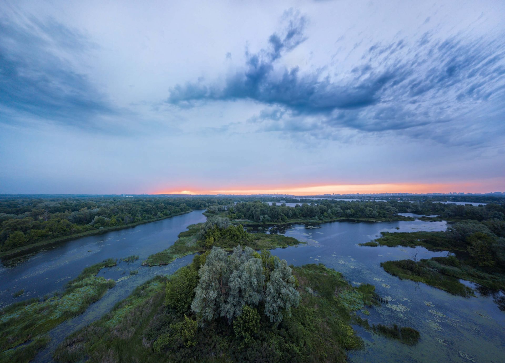 Blauwe zonsondergang