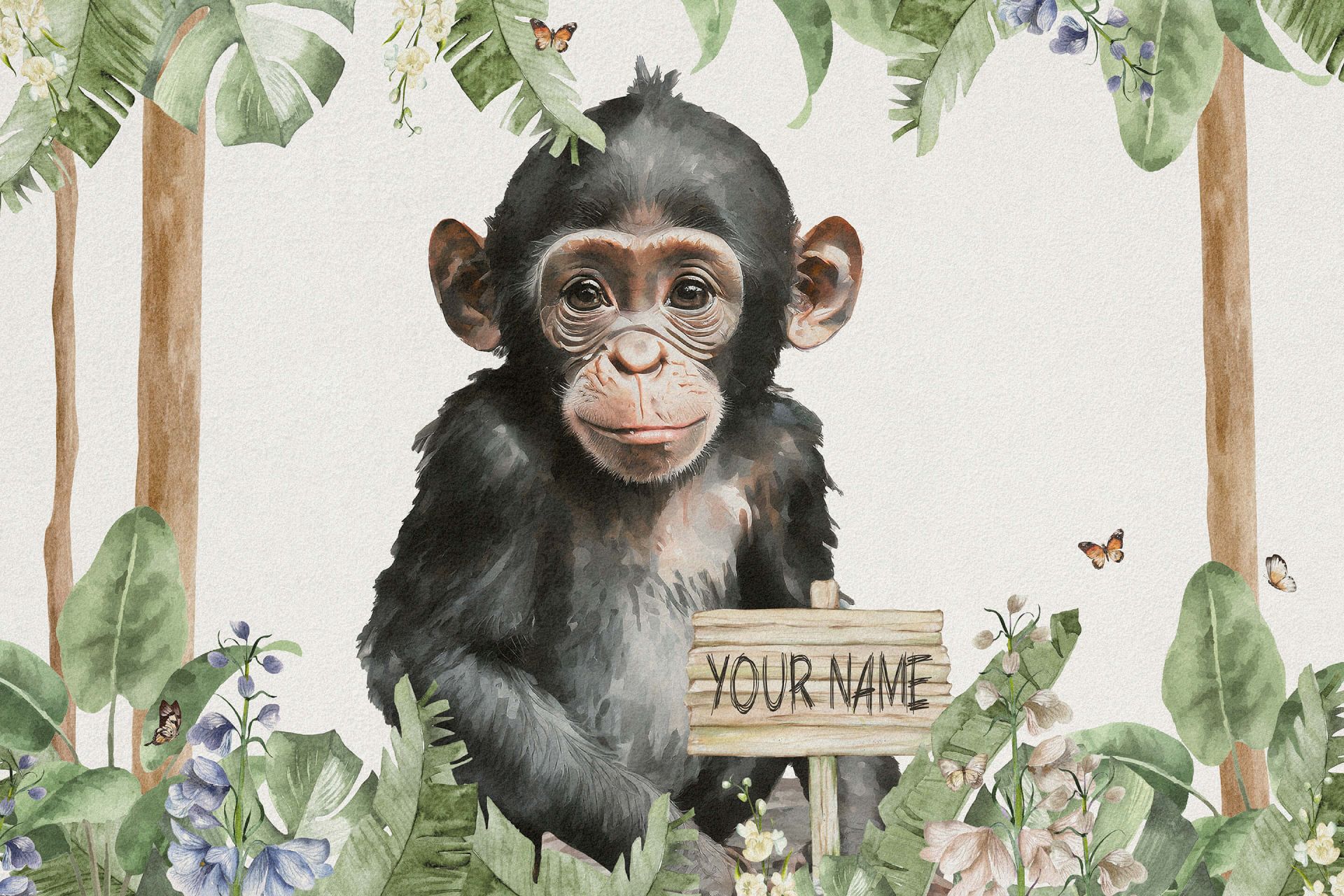 Baby chimpansee in de jungle Baby chimpansee in de jungle