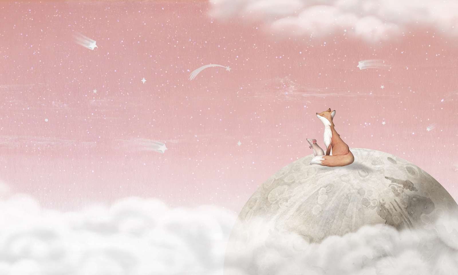 Fox on the Moon - Pink Fox on the Moon - Pink