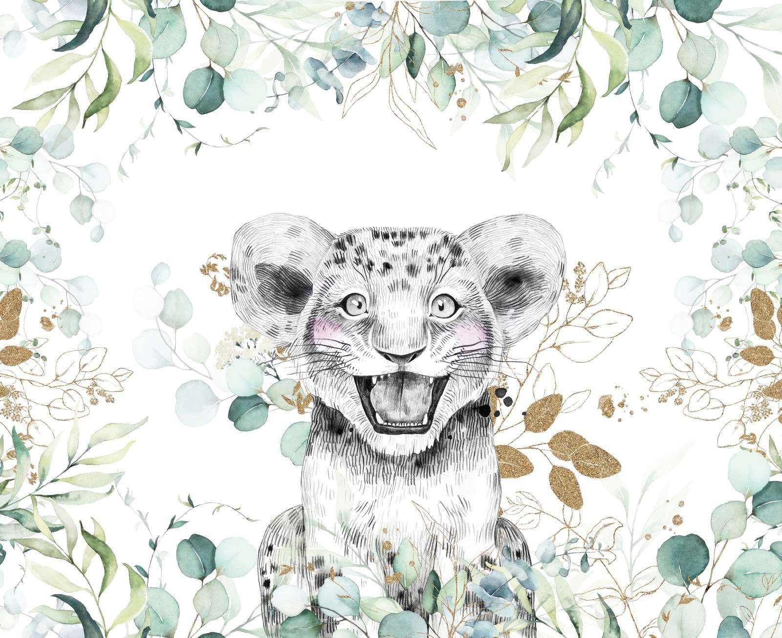 Babyleeuw met muntblaadjes