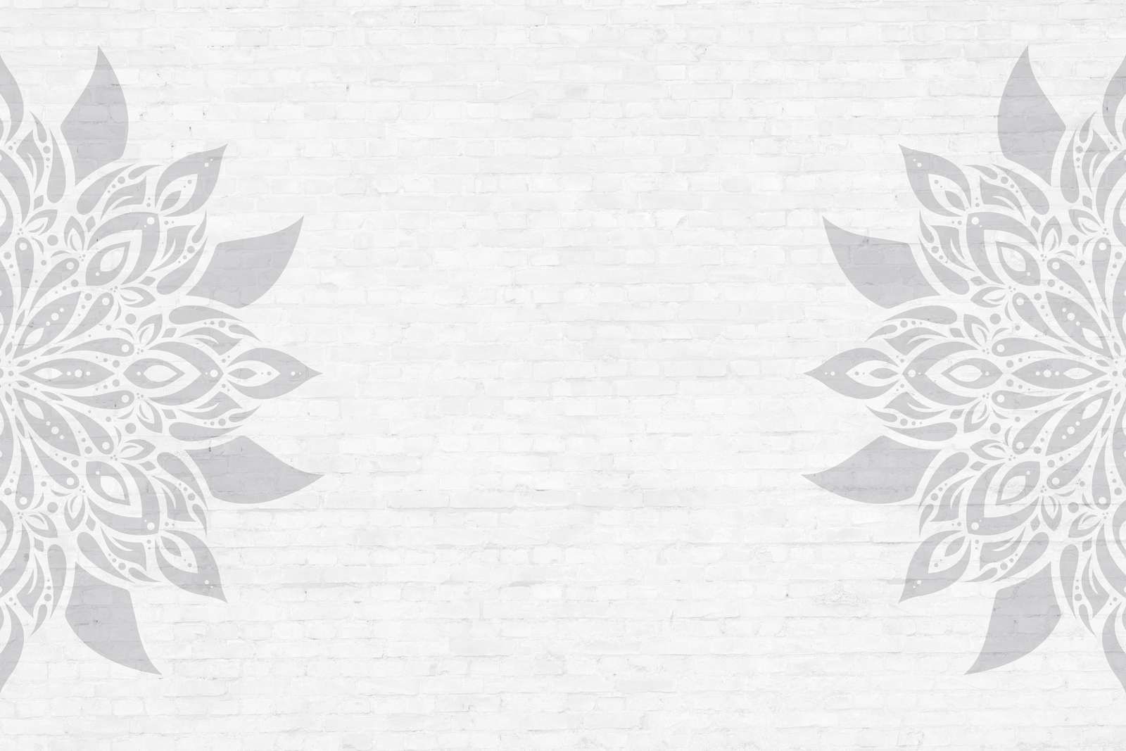 Grijs Witte Mandala Bloesem Grijs Witte Mandala Bloesem