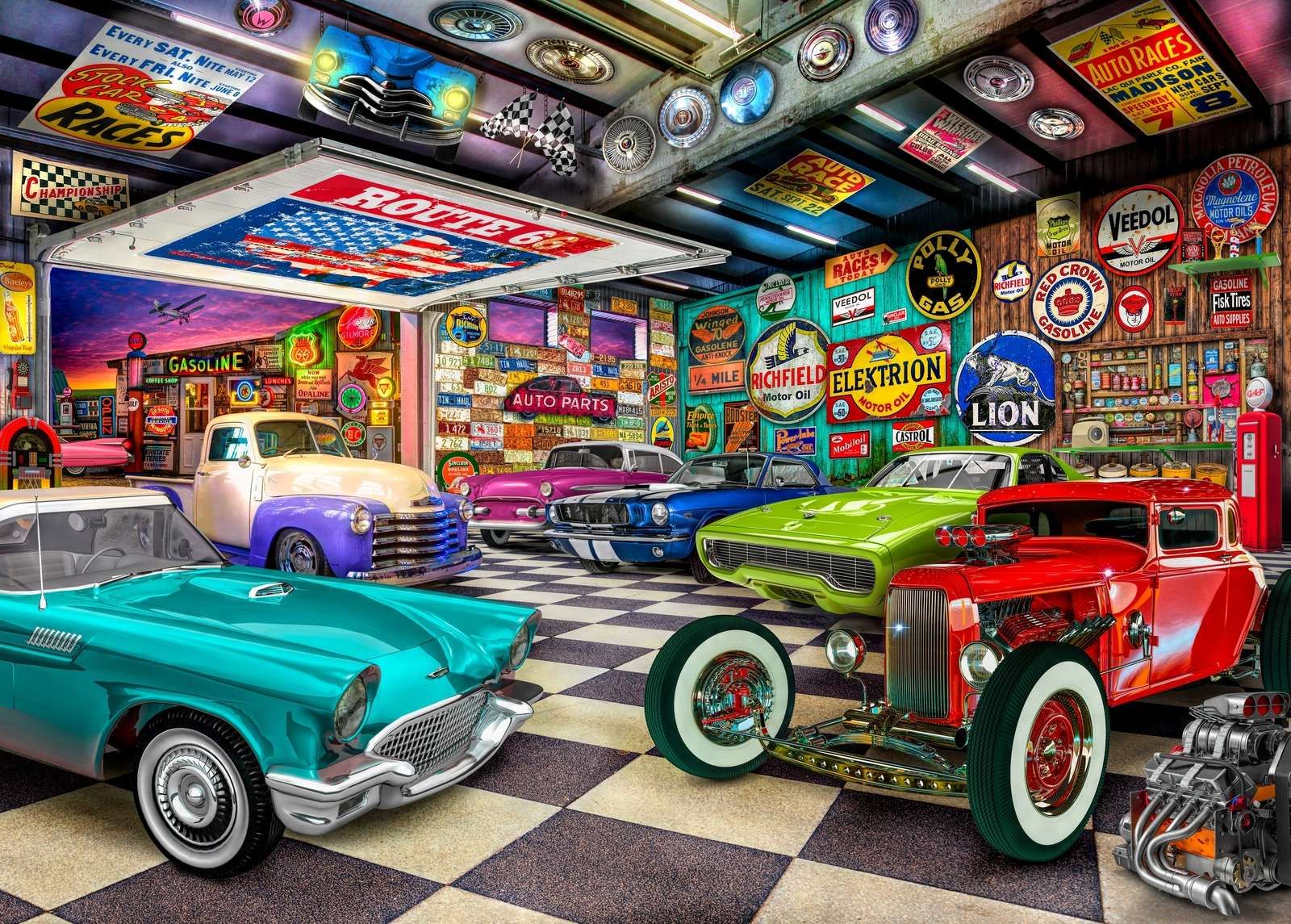 Fotobehang - Car Collectors Garage - Fotobehang, image size:1600x1145