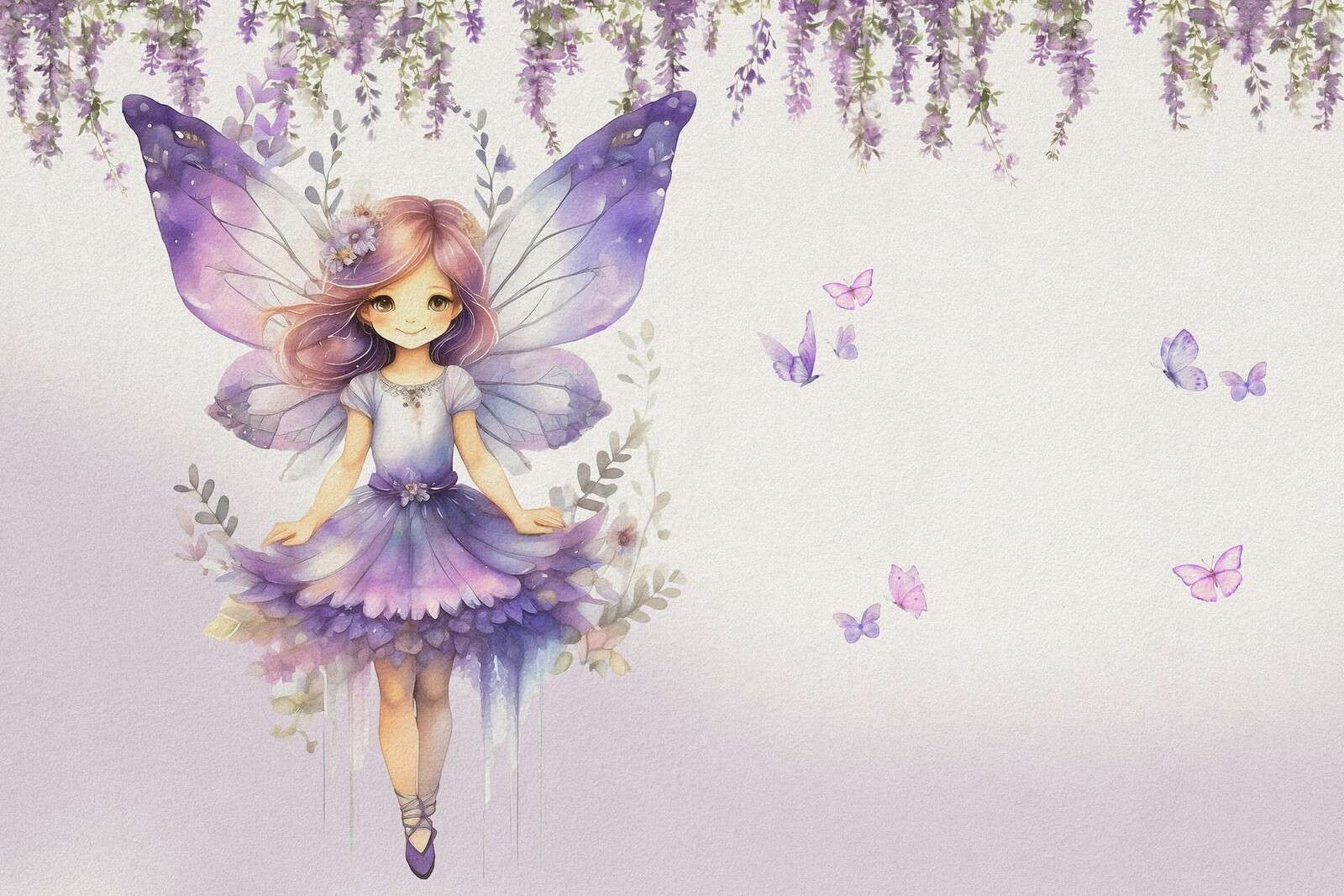 Paarse vlinderelf in bloementuin