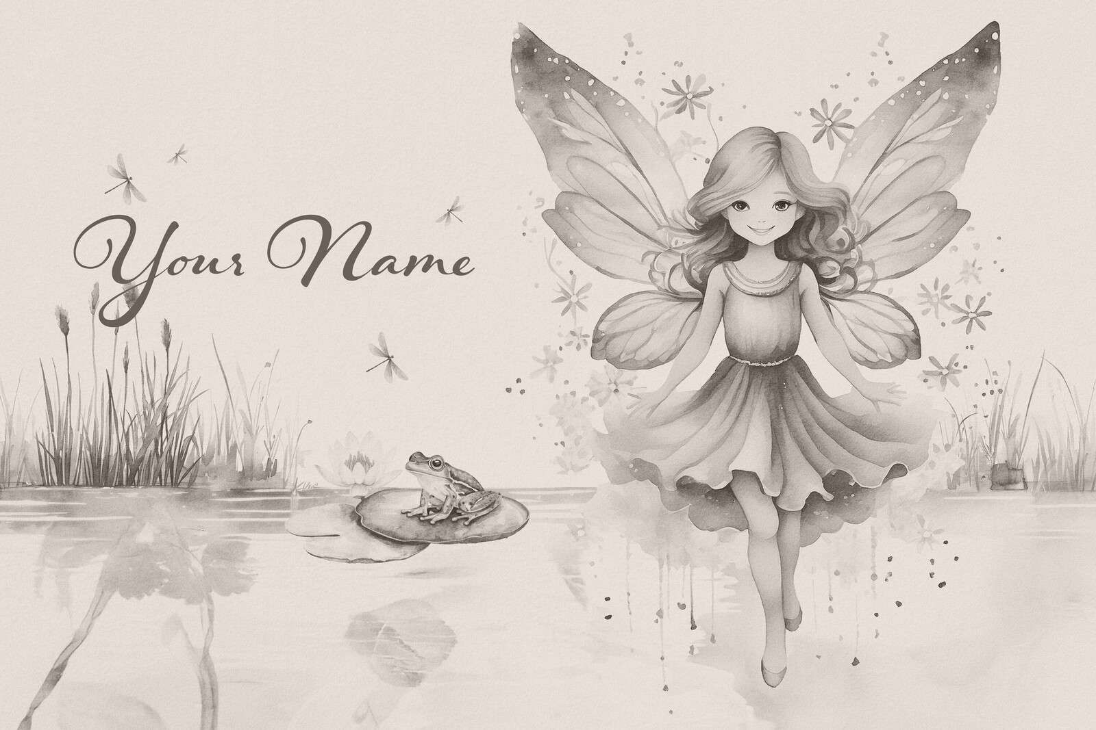 Vijverelfje met kikker in stilte