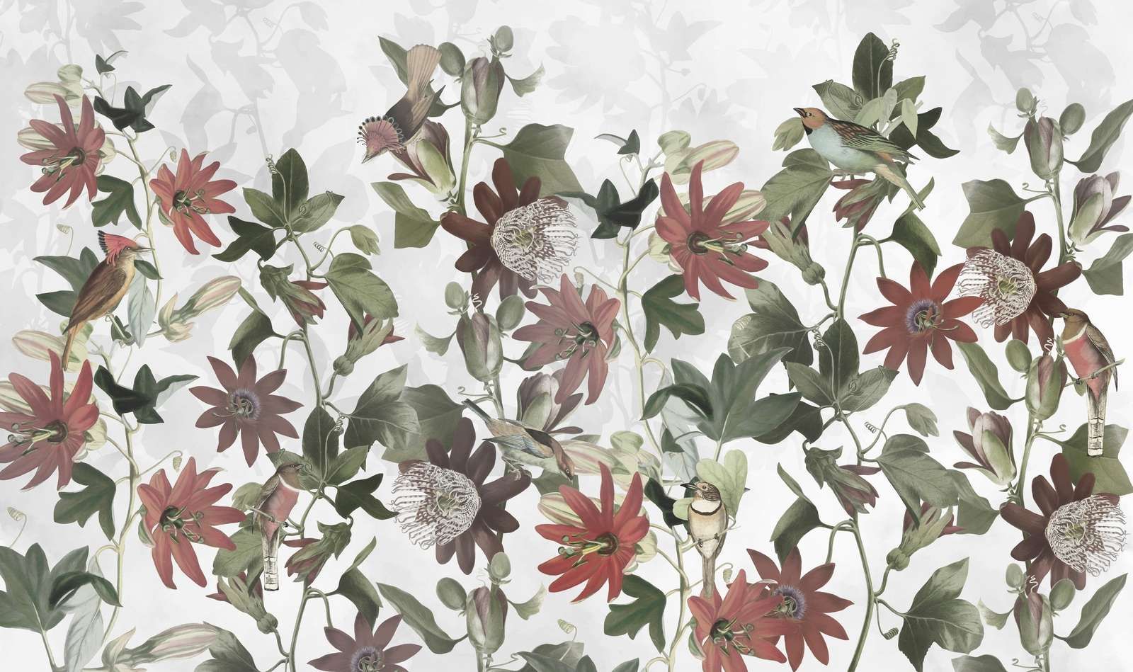 Seven Birds in Enchanted Foliage - Ivory