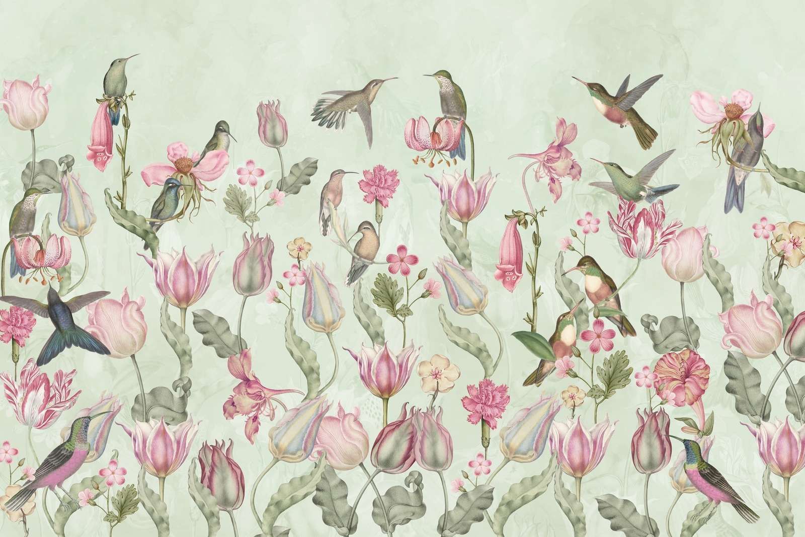 Spring Hummingbird Symphony - Mint Green Harmony