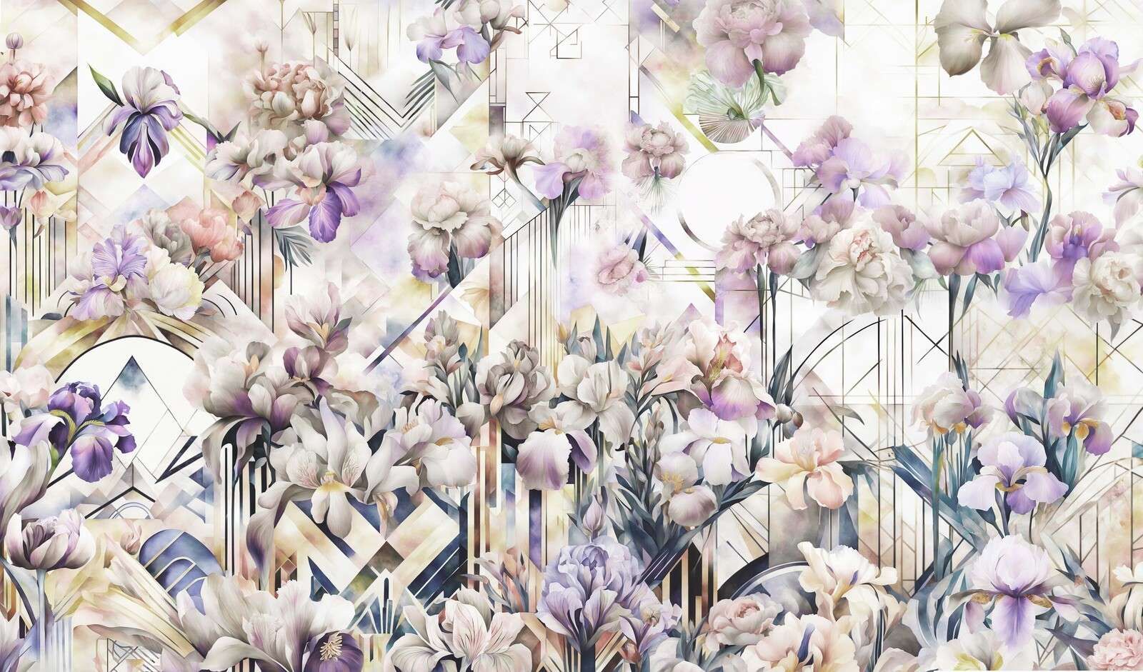 Huge Watercolor Irises Violet