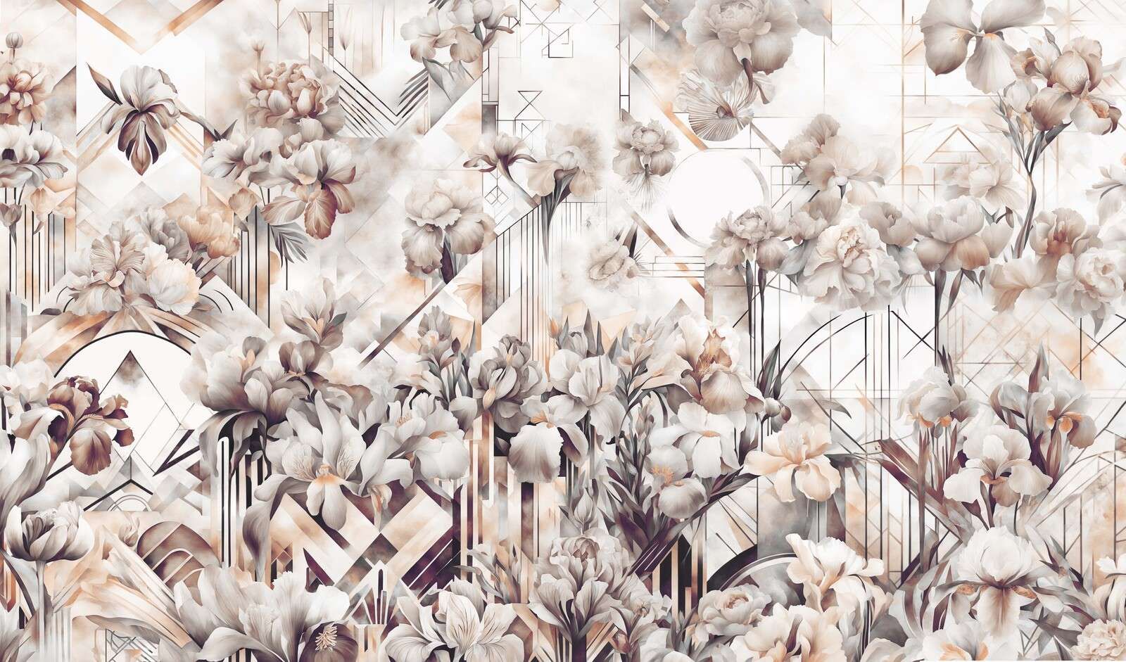 Huge Watercolor Irises Sepia