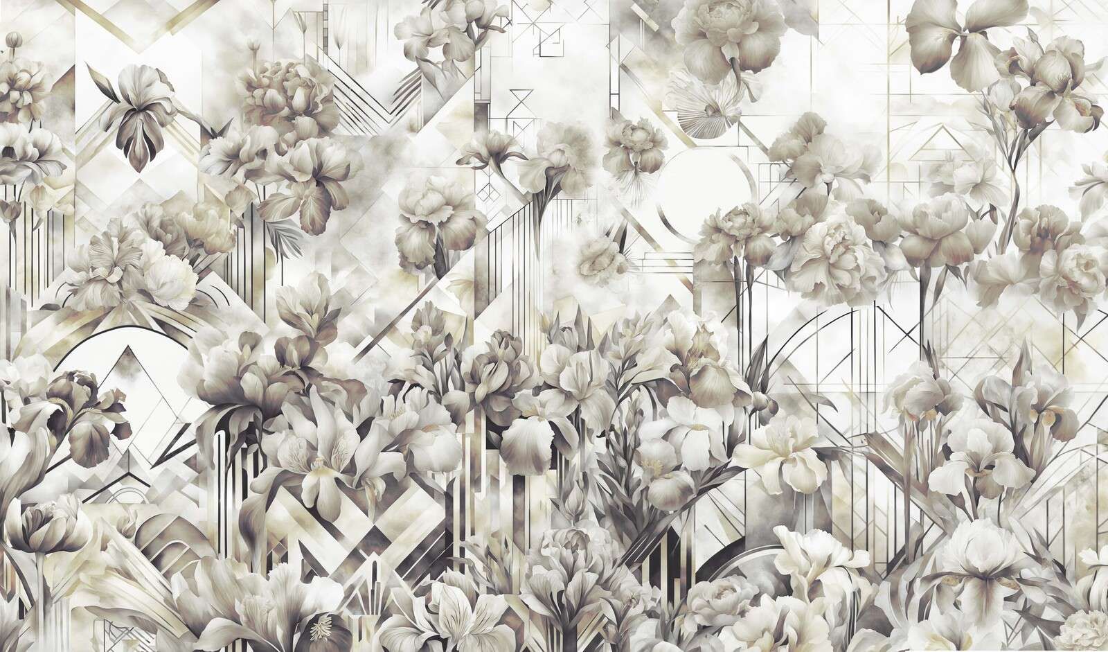 Huge Watercolor Irises Green