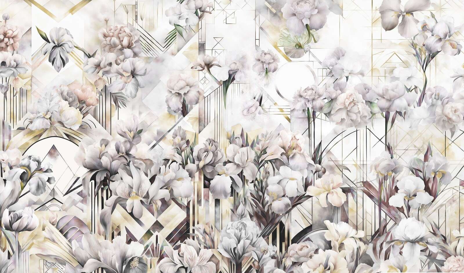 Huge Watercolor Irises Beige