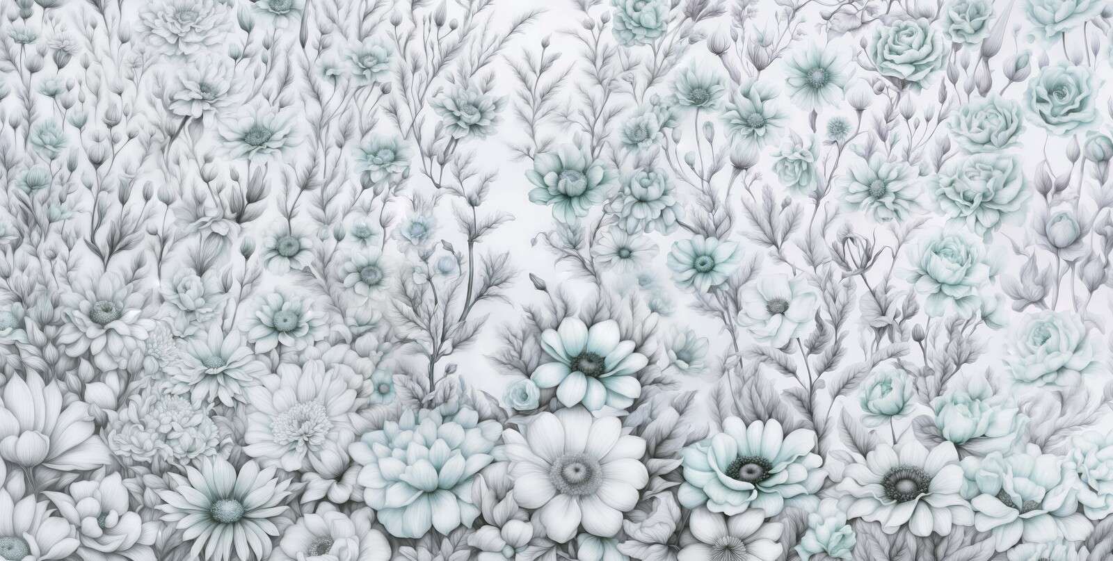 Floral romantic wall Blue