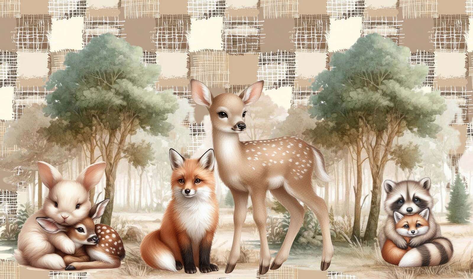 Bosdieren in warme tinten