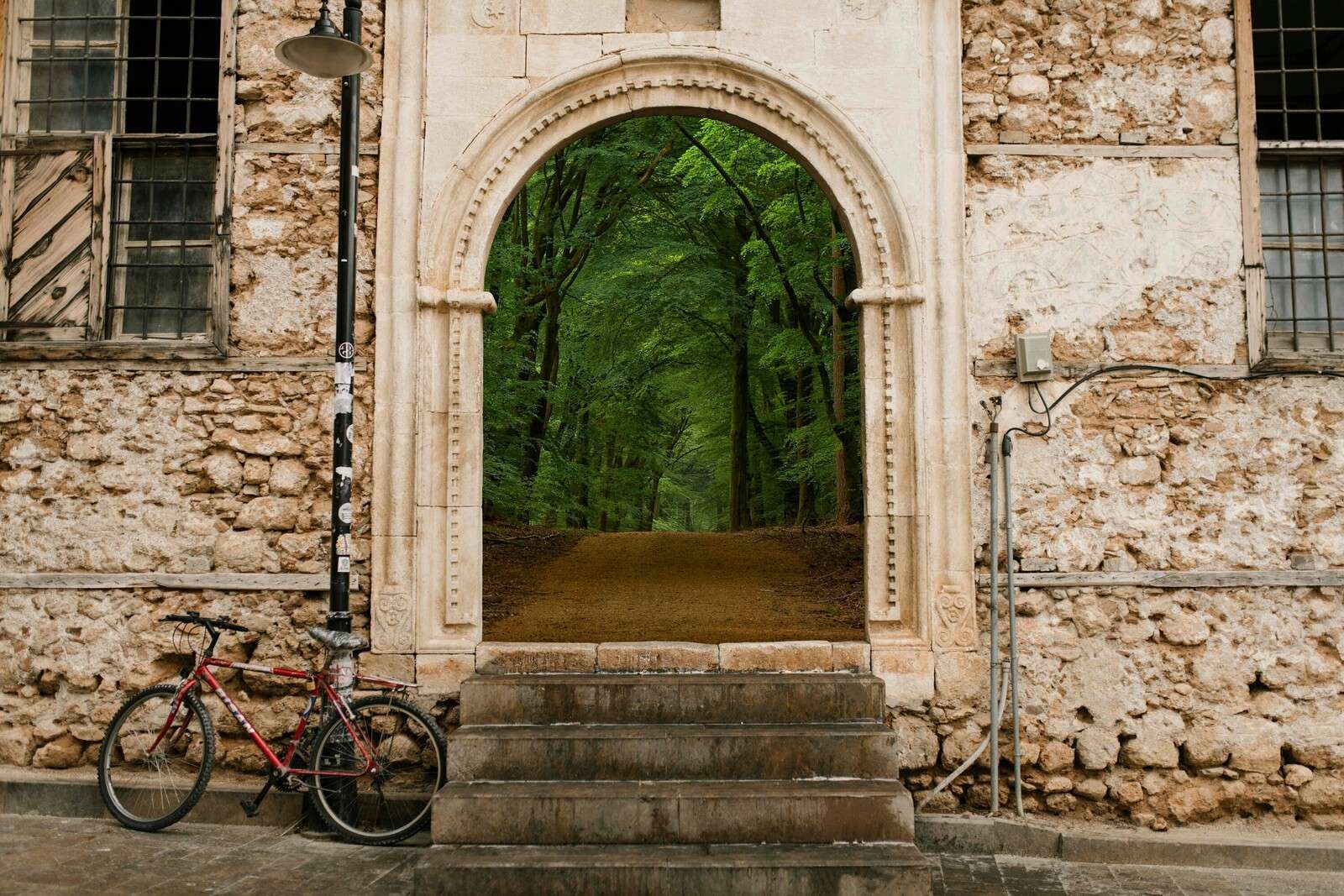 Poort naar groen bospad