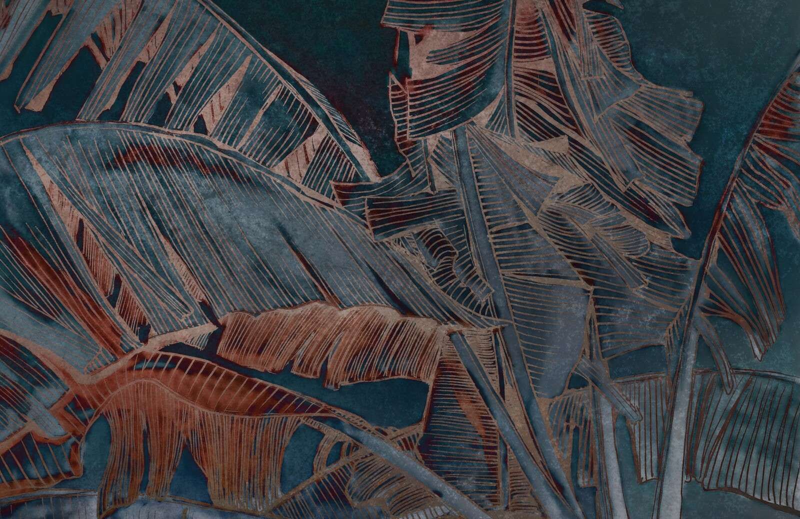 Bananenblad in koperblauw contrast