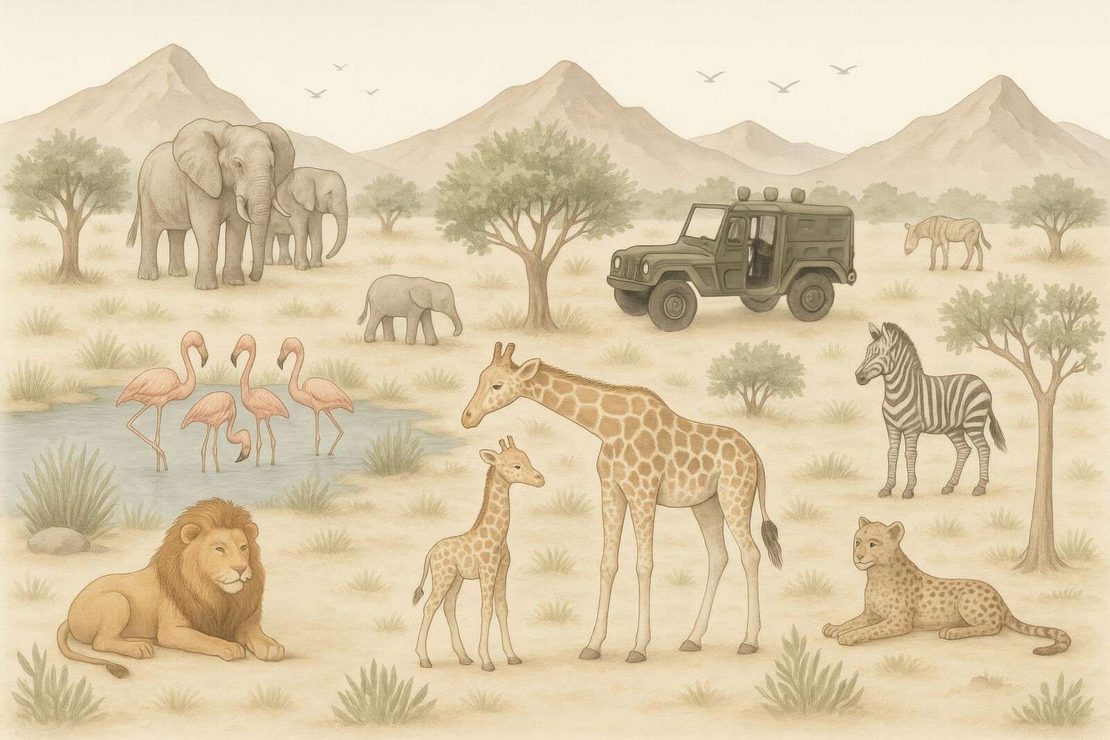 Avontuurlijke safari in de savanne