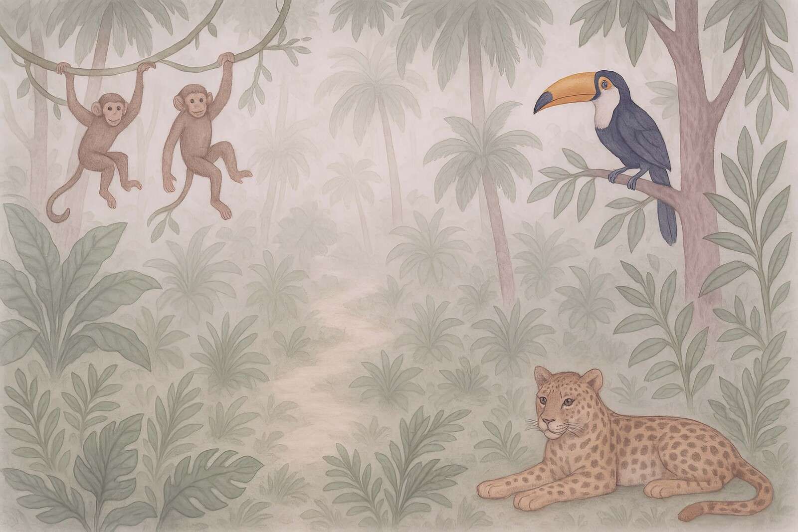 Junglevrienden in de ochtendmist