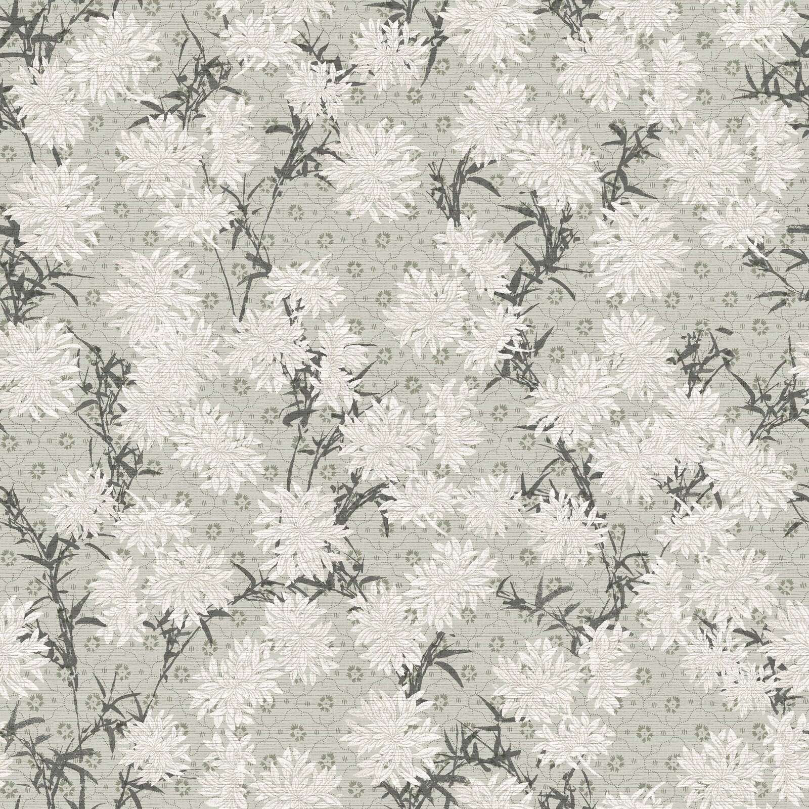 Witte chrysanten in saliegroen