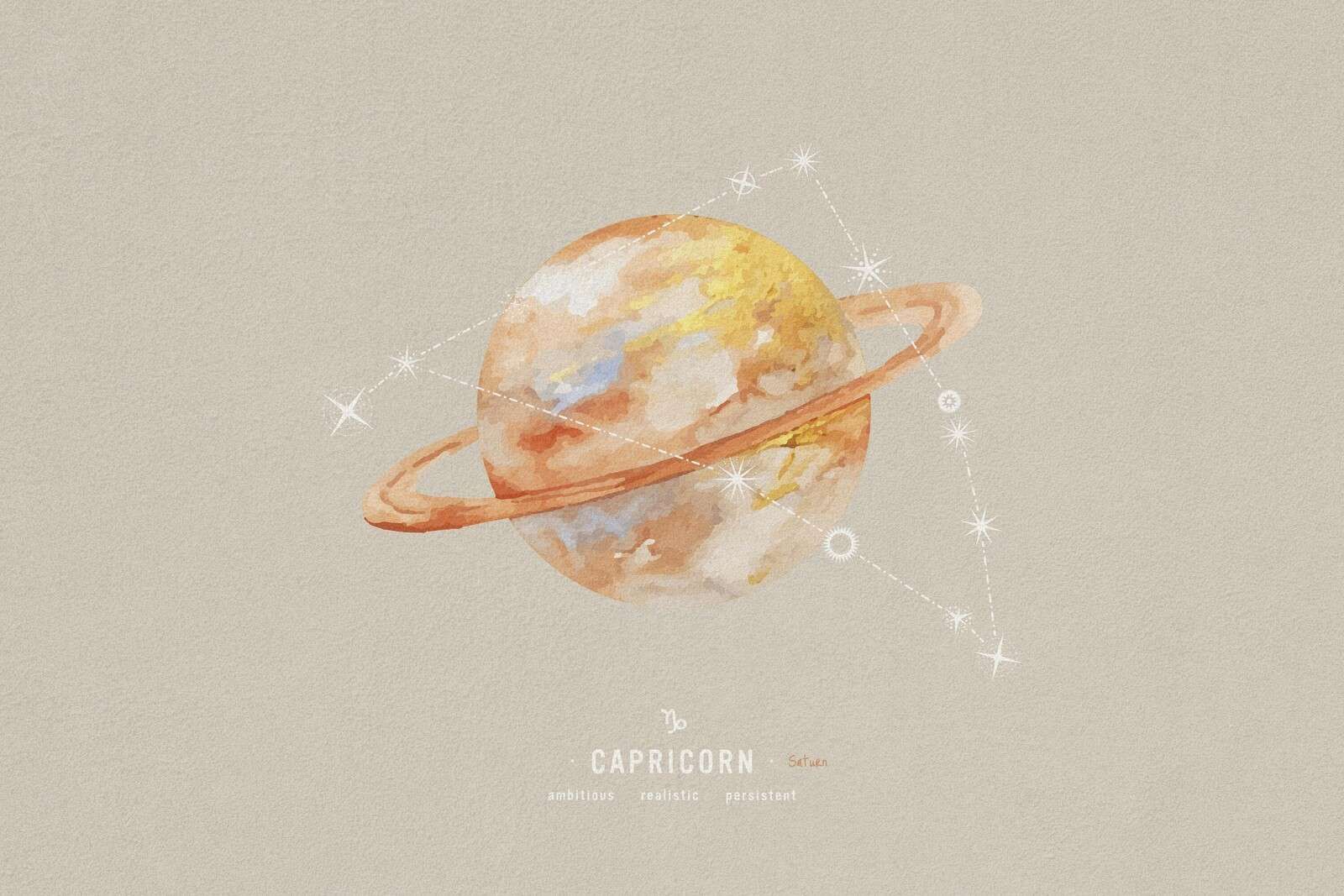 Capricorn Met Gouden Saturnus