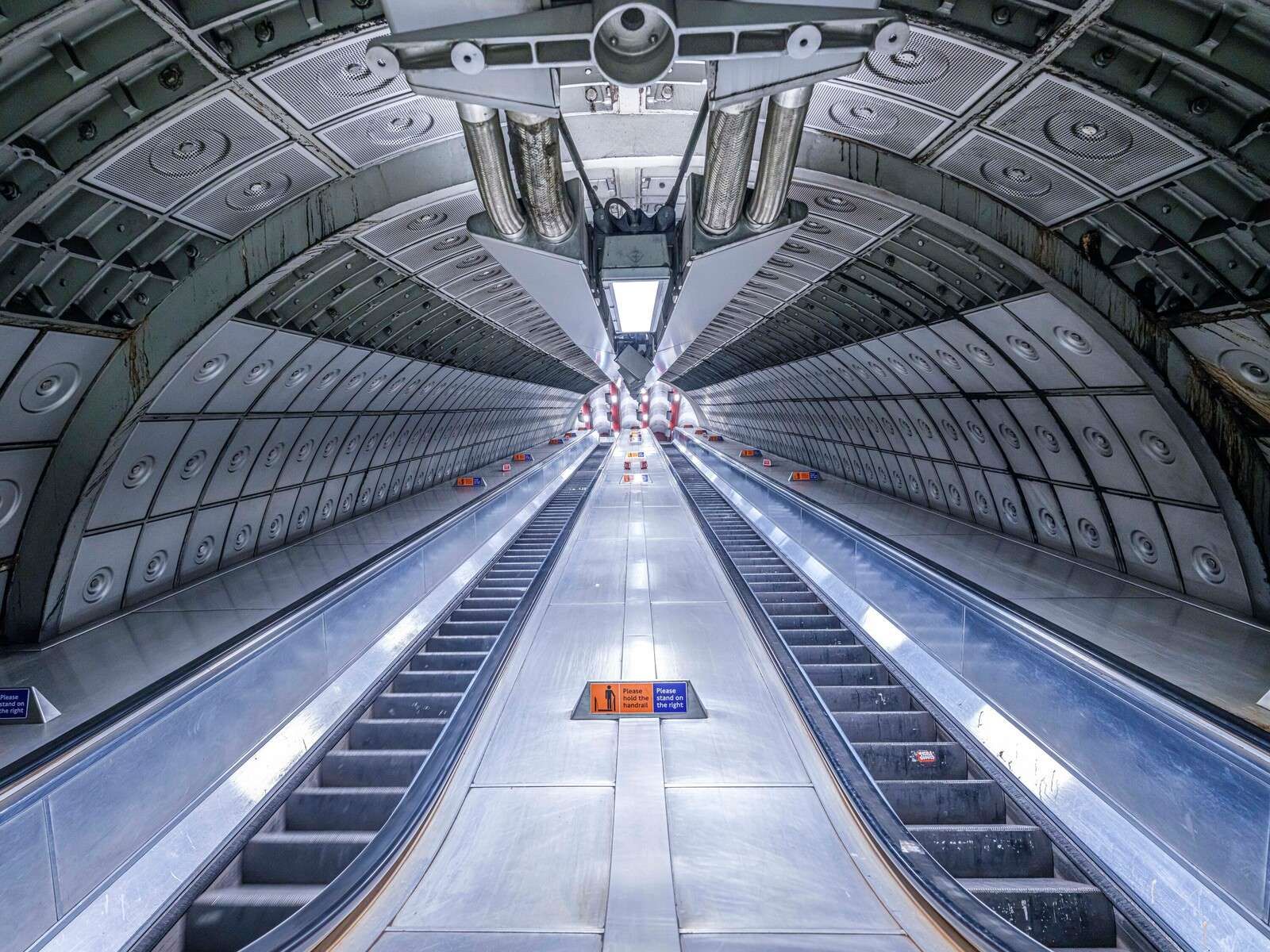 Escalator at subway station, London