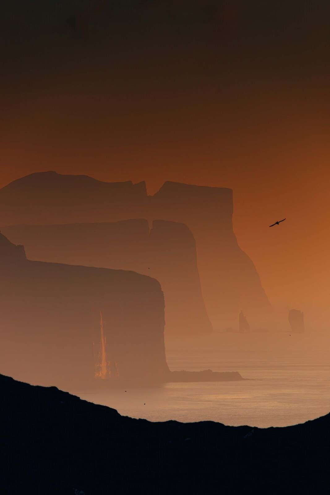 Kliffen in vurige avondgloed