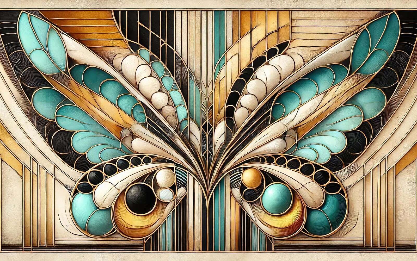 Vlinder in art deco kleurenpracht
