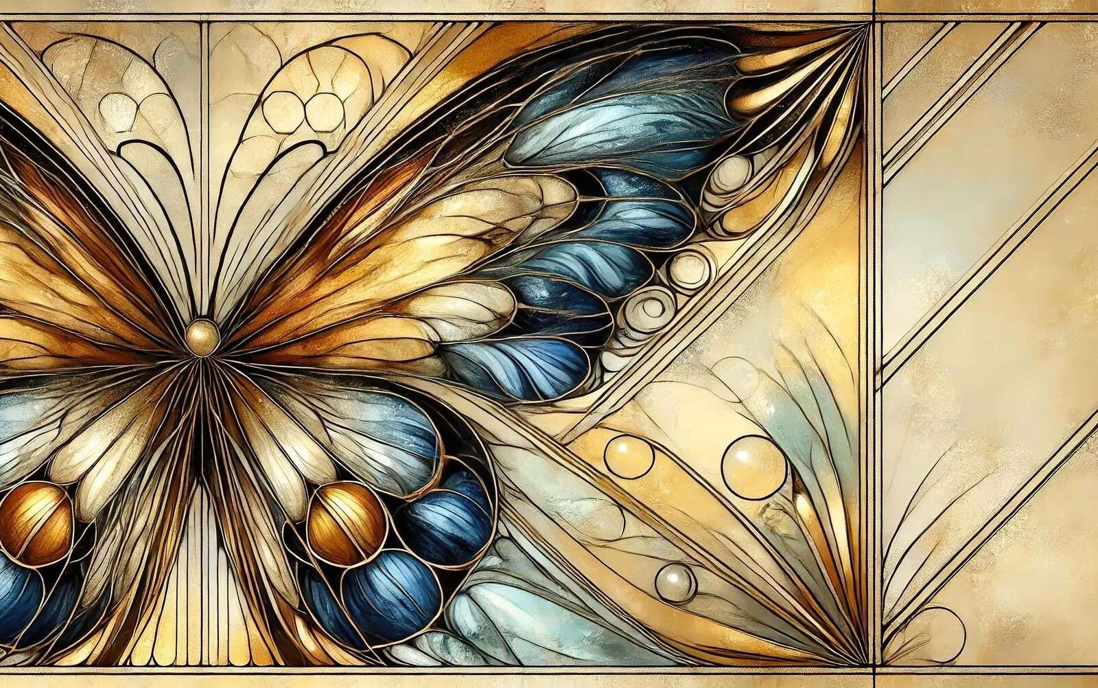 Vlinder in goud en nachtblauw