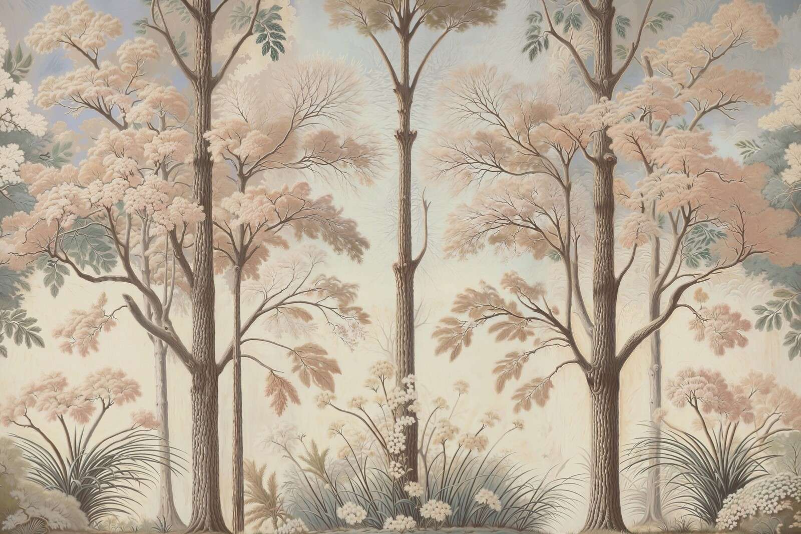 Zacht boslandschap met bloesembomen