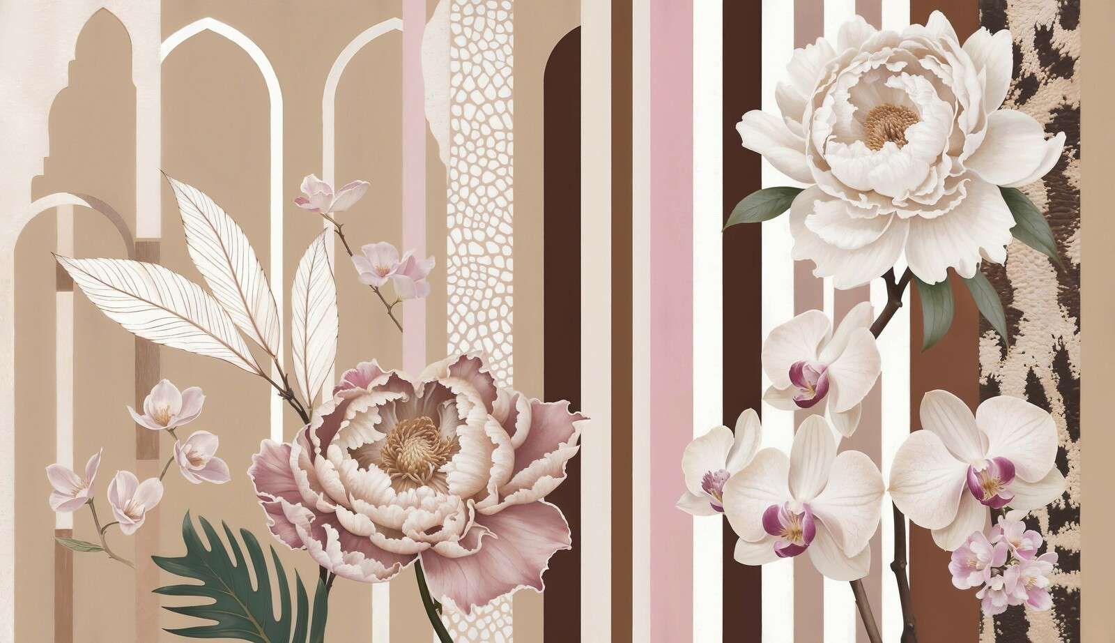 Bloemen met strepen en bogen