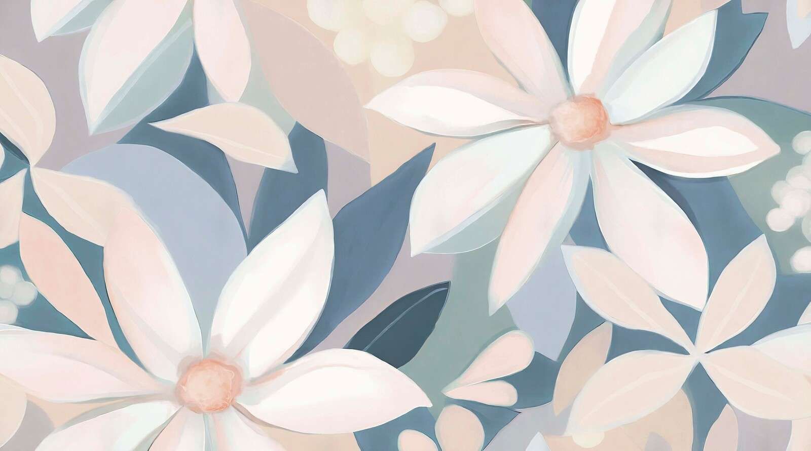 Zachte pastelbloemen in blauw