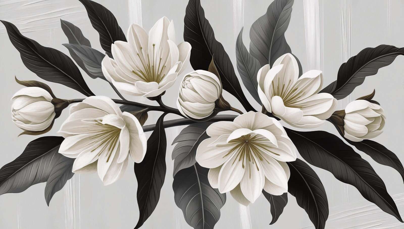 Witte magnoliabloemen met donkere bladeren