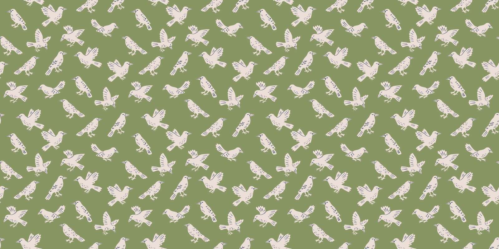 Witte zangvogels op olijfgroen