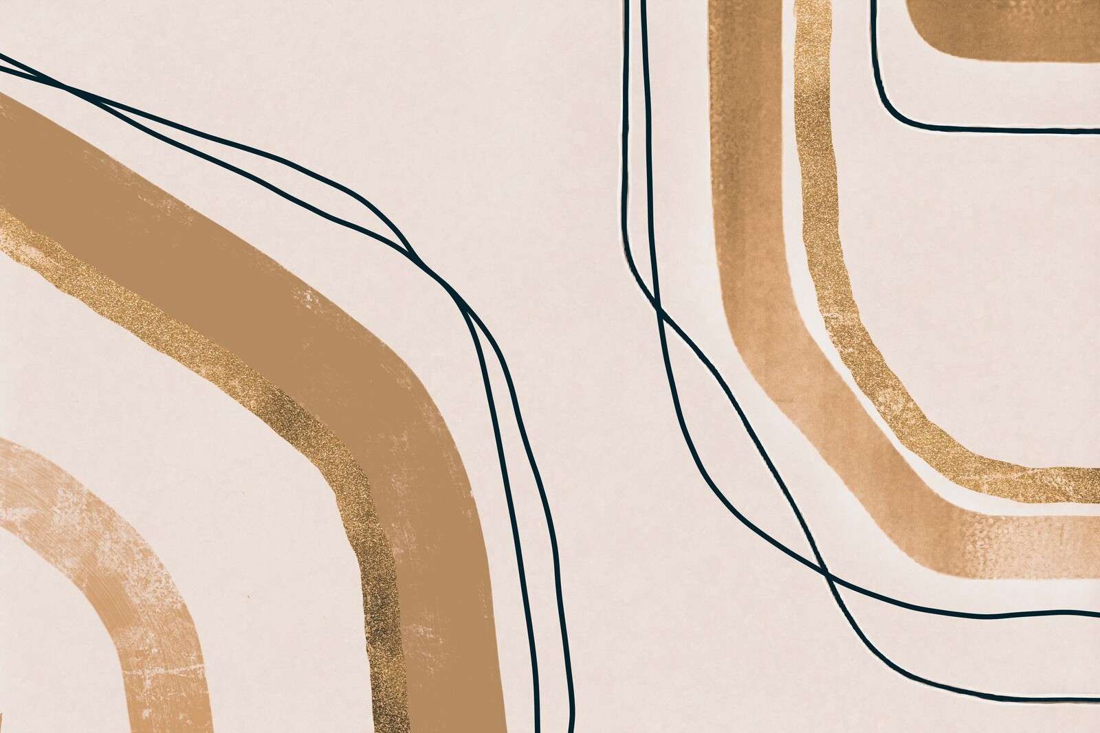 Calming Lines Modern Mid Century Art Beige