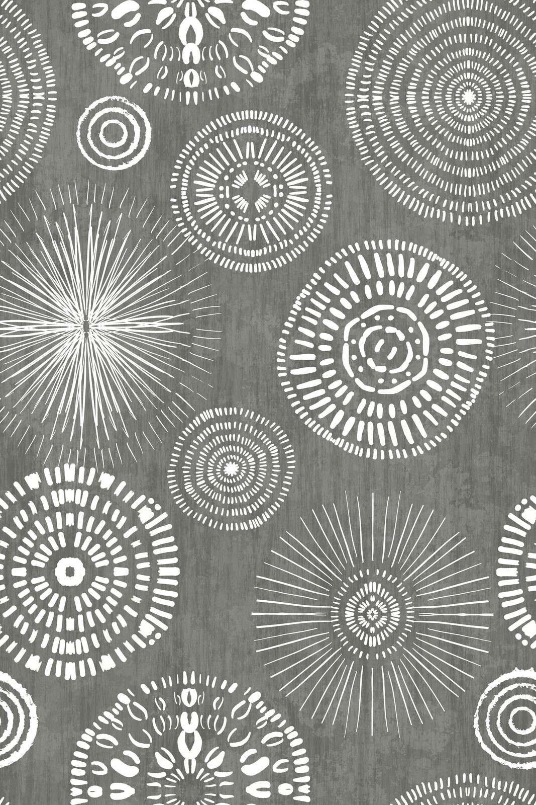 Graceful Boho Circles White Grey