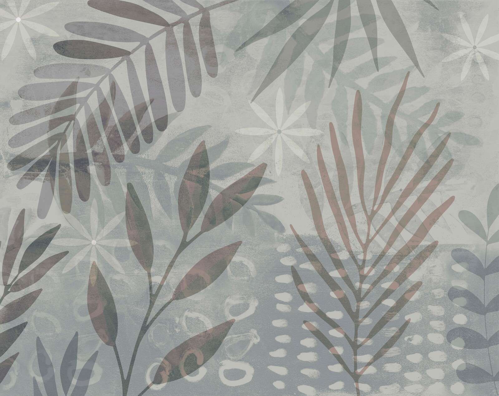 Palm Leaf Collage Mix Grey Brown