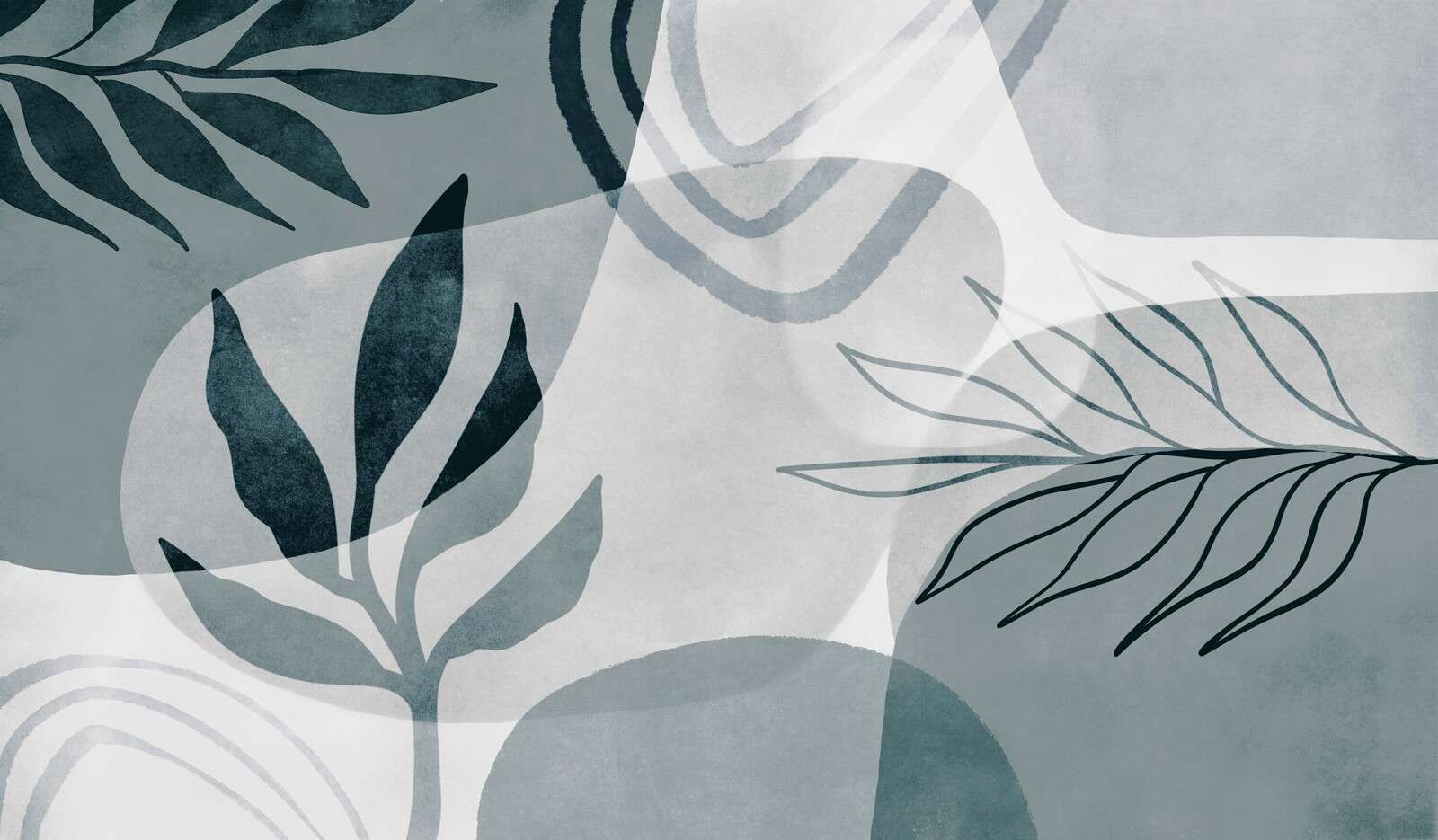 Abstract Botanical Mid Century Art Teal.