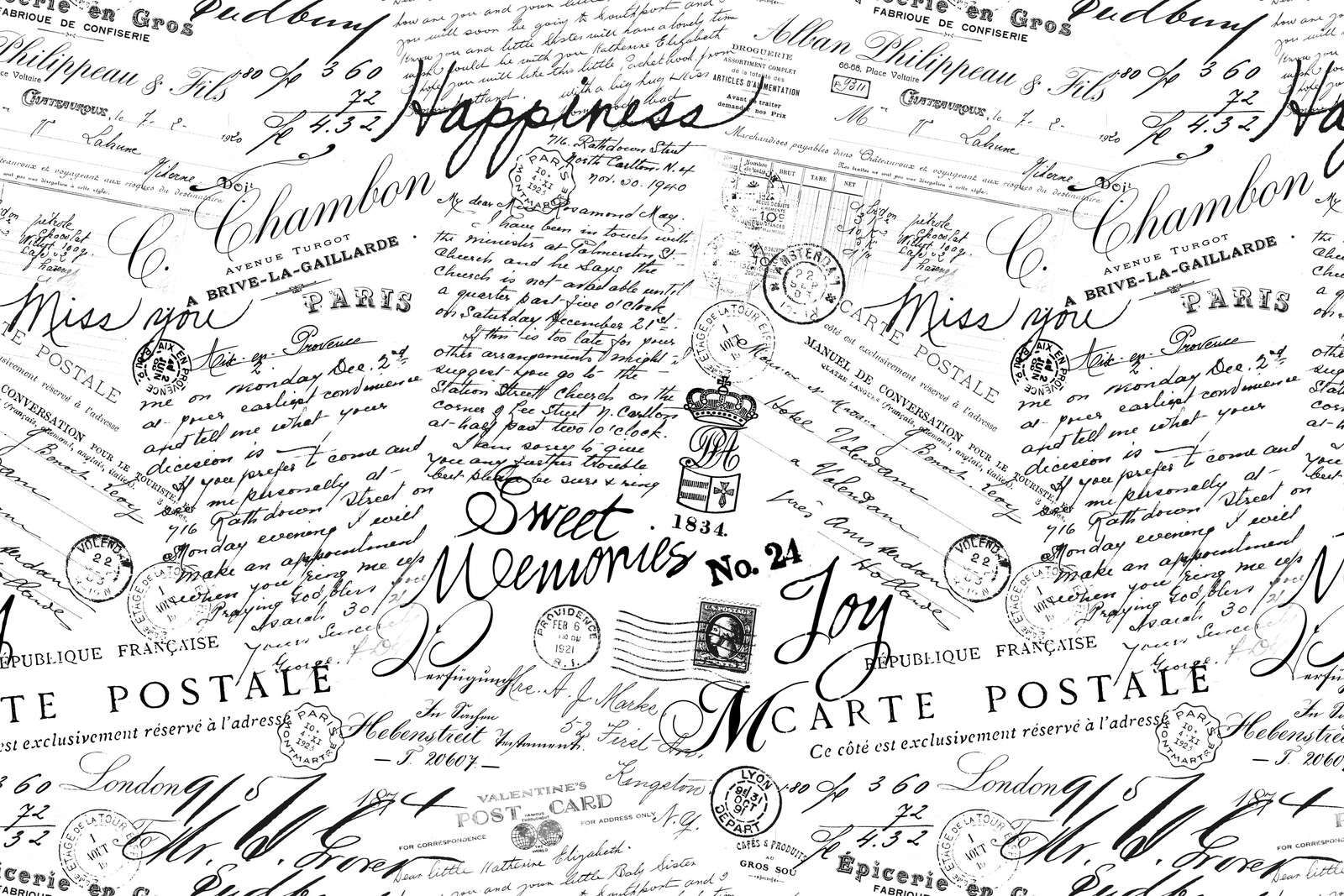 Black white vintage lettering