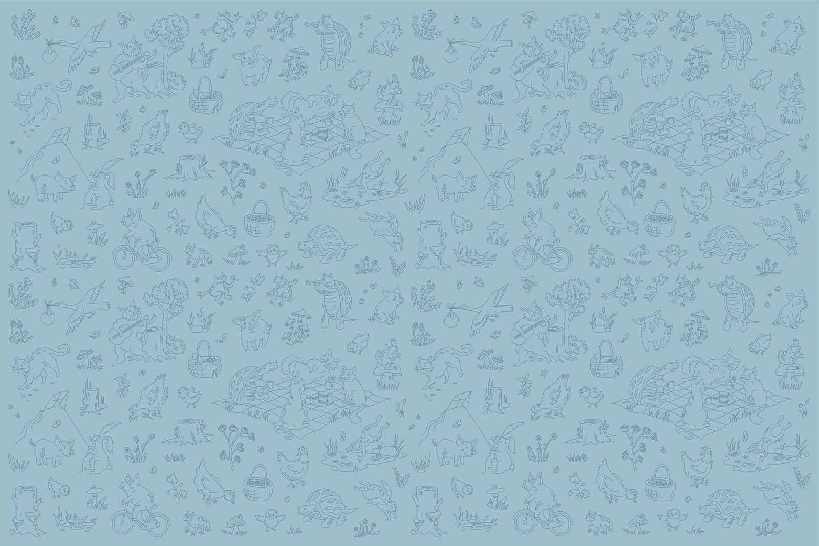 Bos dieren rustig blauw print