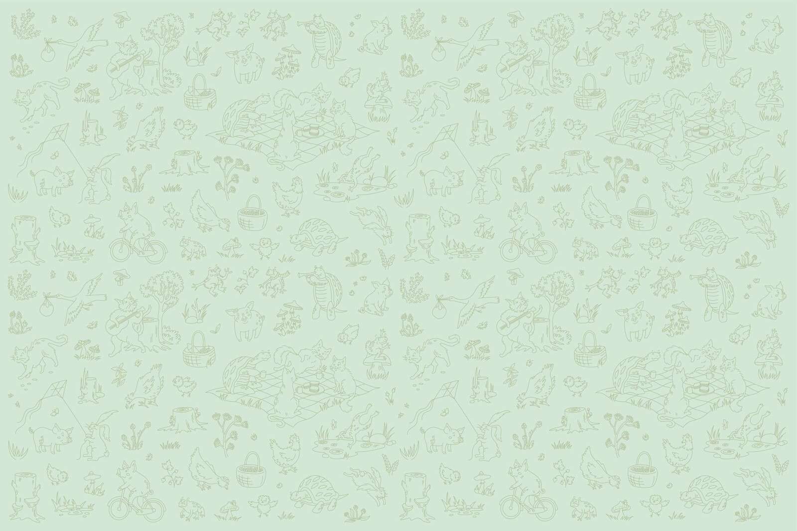 Bos dieren rustig mint groen licht print