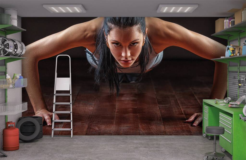 Fitness - Vrouw die push-ups doet - Hobbykamer 3