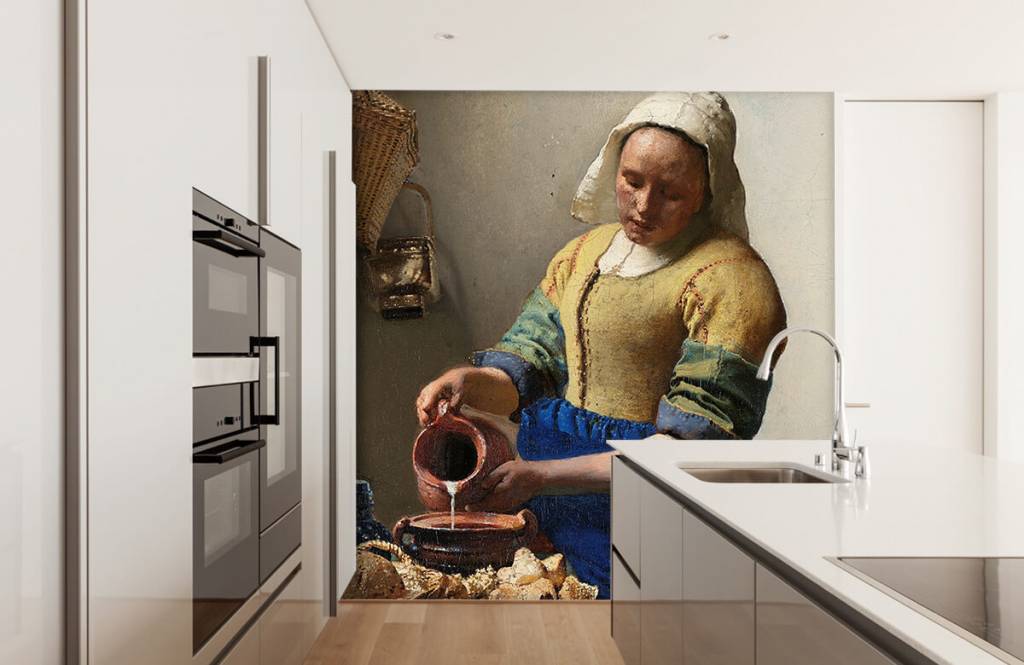 Het Melkmeisje fotobehang - Schilderij van Johannes Vermeer - Fotobehang