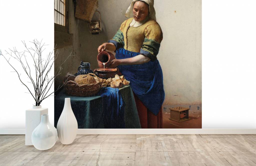 Het Melkmeisje fotobehang - Schilderij van Johannes Vermeer - Fotobehang