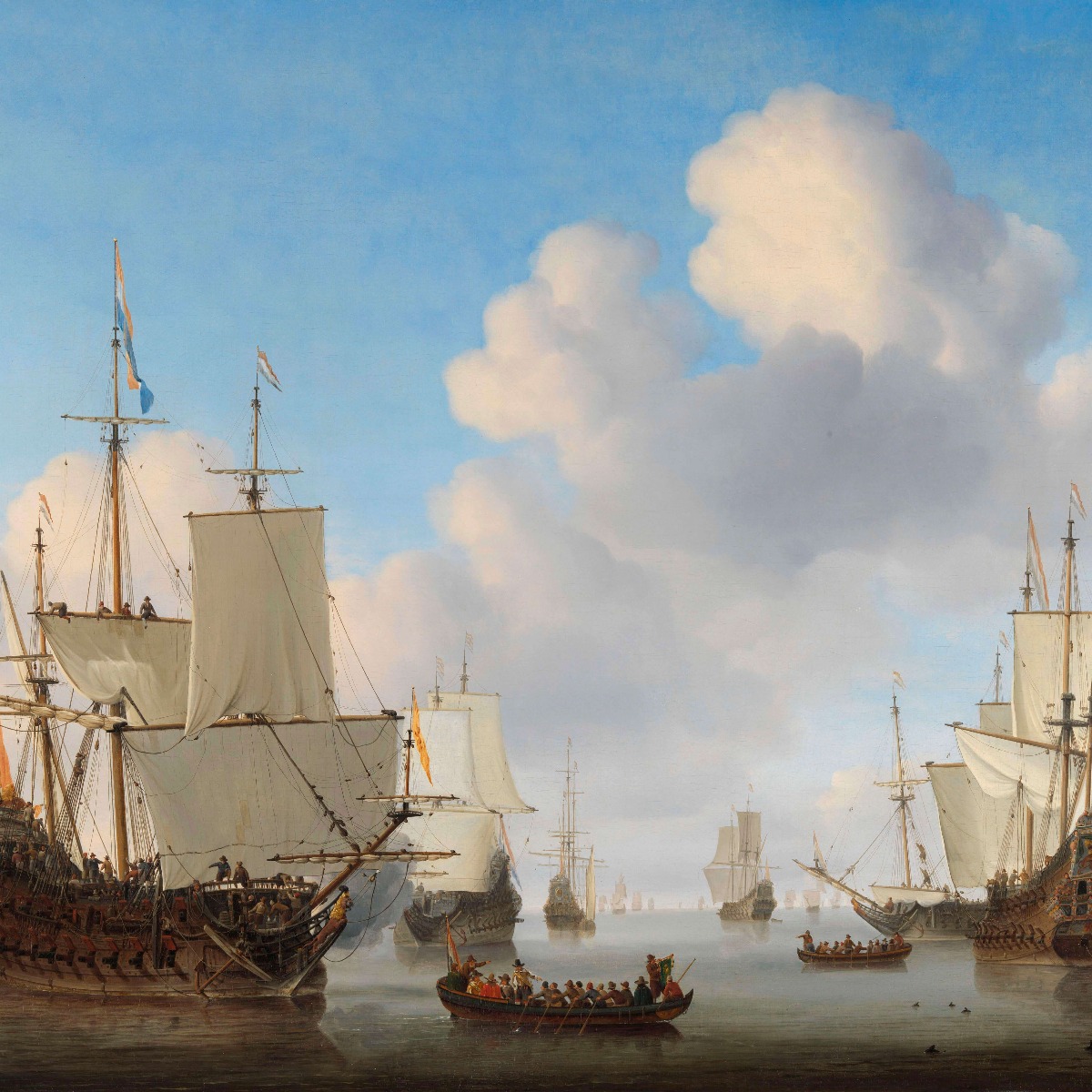 Kunst Hollandse schepen op een kalme zee. 12