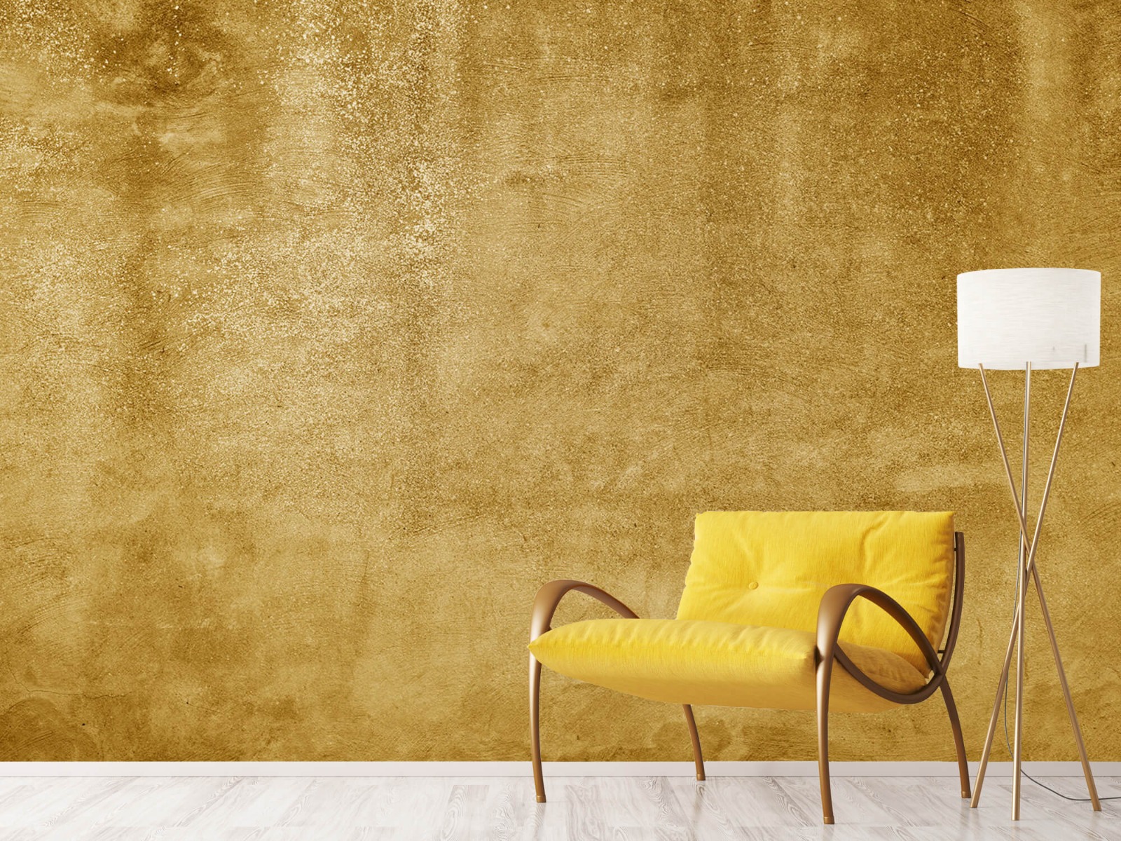 Betonlook behang - Oker geel beton - Woonkamer 11