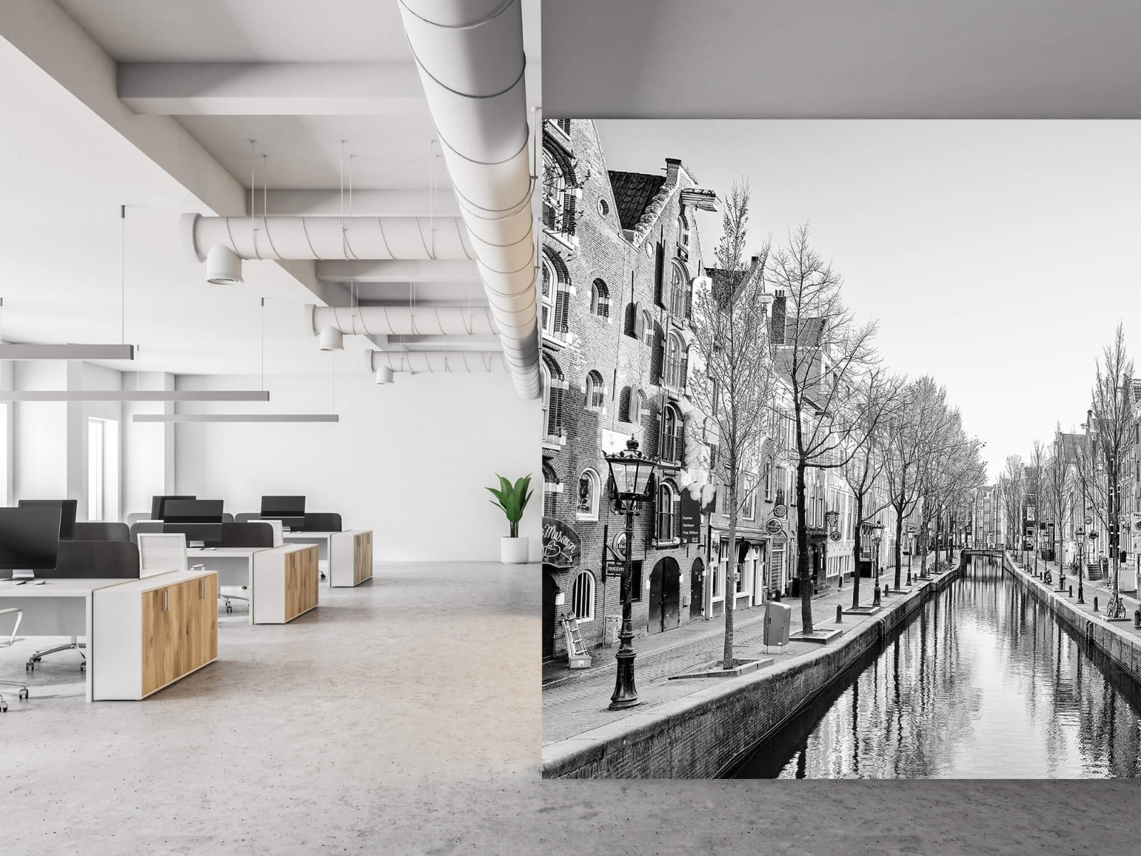 Zwart Wit behang - Amsterdam in zwart wit - Kantoor 21