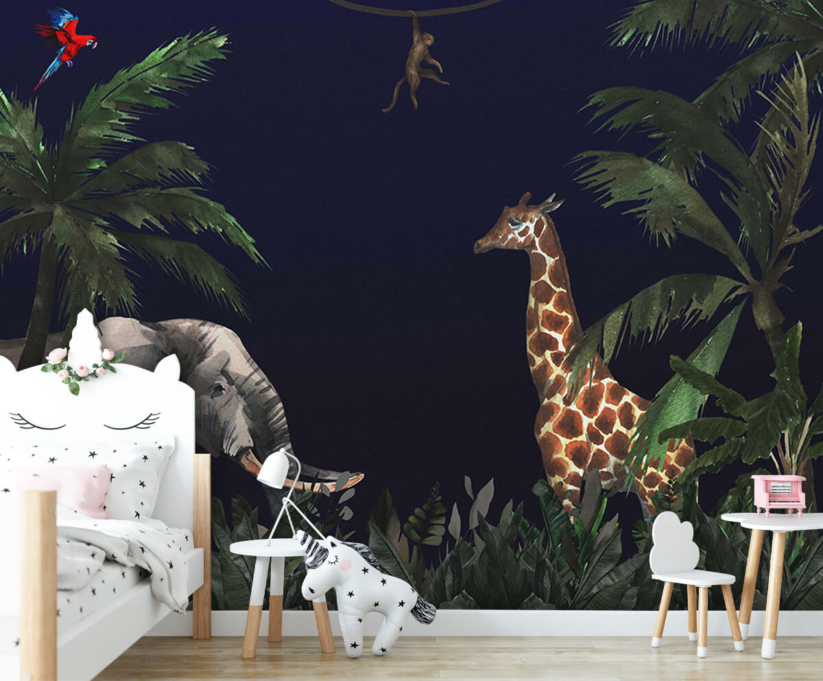 Jungle behang Jungle dieren bij nacht 8